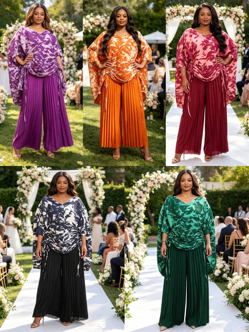 Floral Print Tunic & Pleated Pant Set