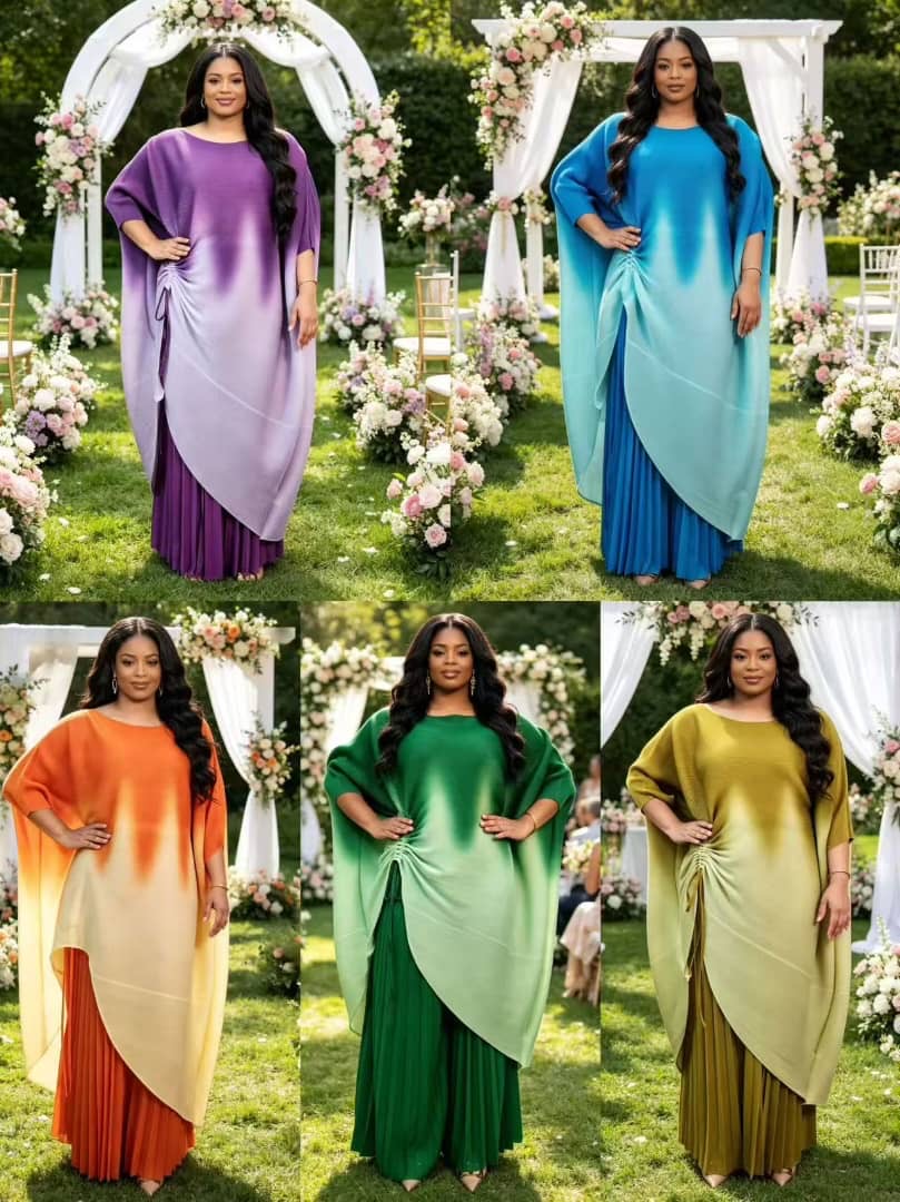 Ombré Tunic & Pleated Skirt Set